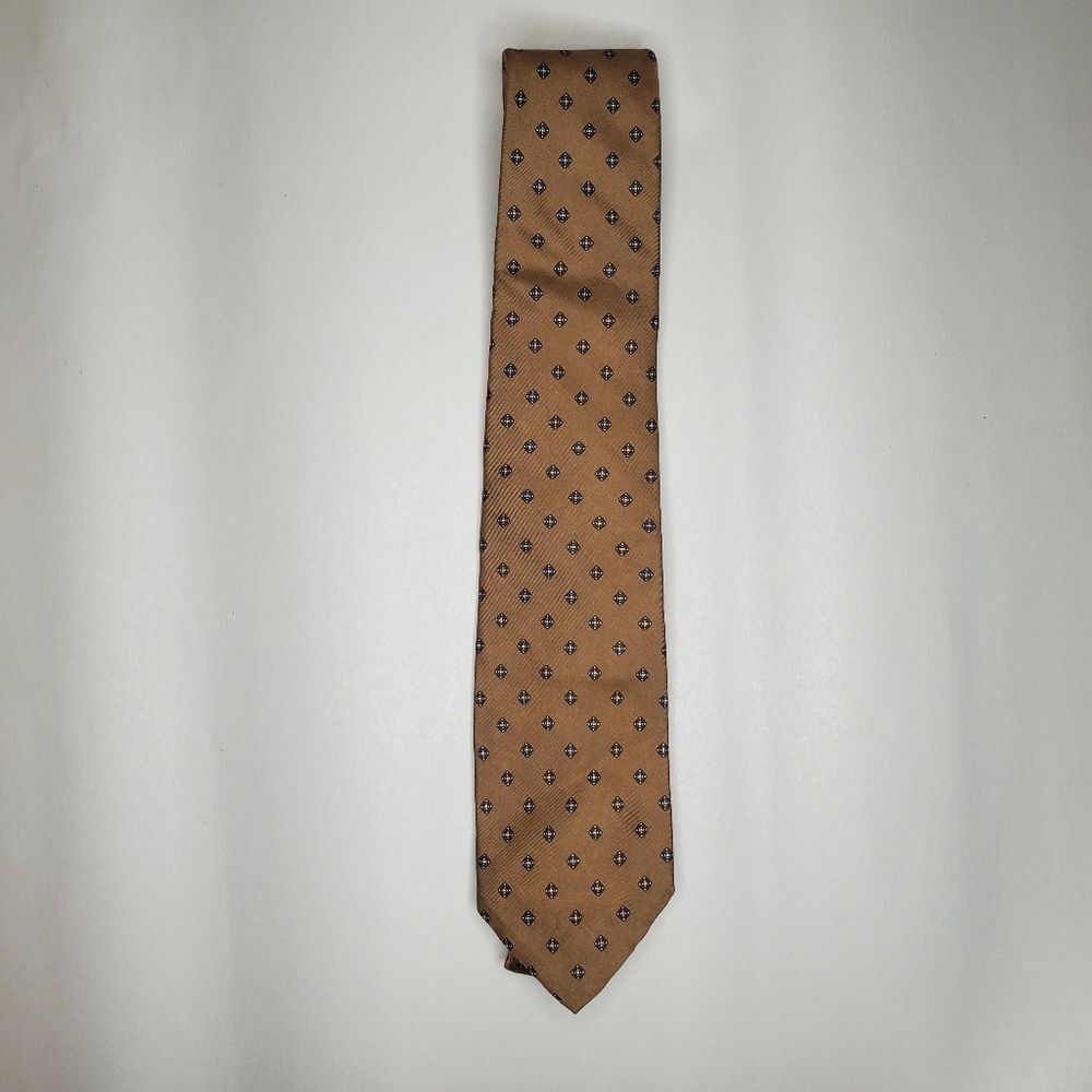 Christian Dior 100% Silk Tan Geometric Patterned Tie